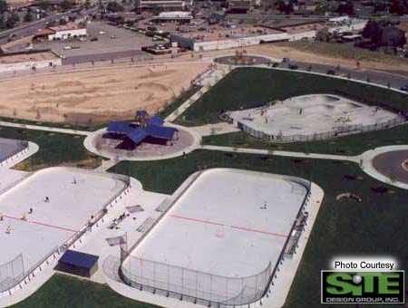4. The entire Aurora Wheel Park complex. BMX track, Skatepark and Roller Hockey