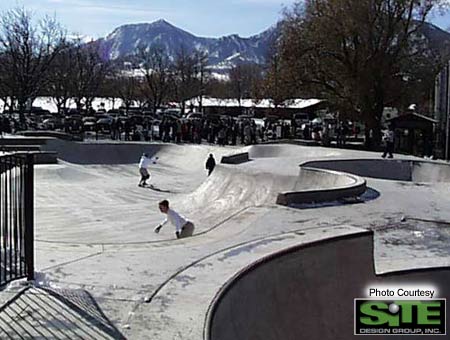 Boulder Skatepark in the shadow of the Flatirons