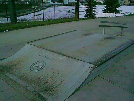 6. Small funbox edged with metal coping and rail