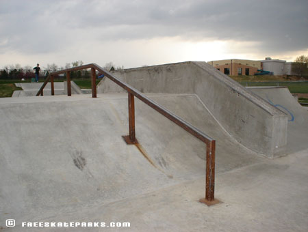 6. Lakewood Link Skatepark - Center pyramid with rails and ledges.