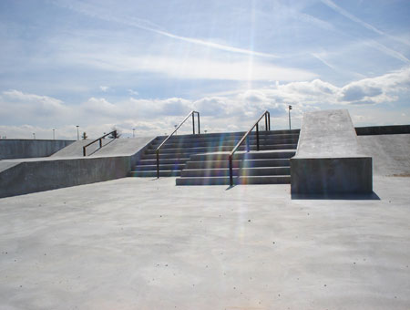 Westminster Skatepark - 8-step rail and rail over double-set.
